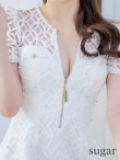 画像13: XSサイズあり【ROBE de FLEURS/ローブドフルール】シースルーレース/ ビジュー/ バストジップ/ 袖あり/ 半袖/ フレア/ ミニドレス/ キャバドレス[OF2]【一部予約商品/11月上旬入荷予定】 (13)