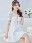 画像8: XSサイズあり【ROBE de FLEURS/ローブドフルール】シースルーレース/ ビジュー/ バストジップ/ 袖あり/ 半袖/ フレア/ ミニドレス/ キャバドレス[OF2]【一部予約商品/11月上旬入荷予定】 (8)