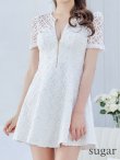 画像8: XSサイズあり【ROBE de FLEURS/ローブドフルール】シースルーレース/ ビジュー/ バストジップ/ 袖あり/ 半袖/ フレア/ ミニドレス/ キャバドレス[OF2]【一部予約商品/11月上旬入荷予定】 (8)