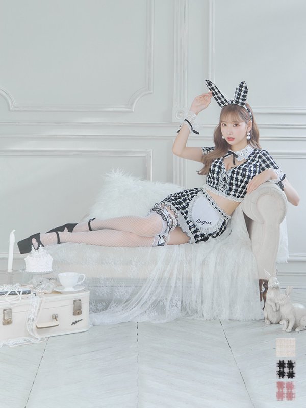 画像19: 【即日発送】【ハロウィン】 ツイードバニーメイドセットアップ 【コスプレ6点セット】【S-Mサイズ/3カラー】[YMT] (19)