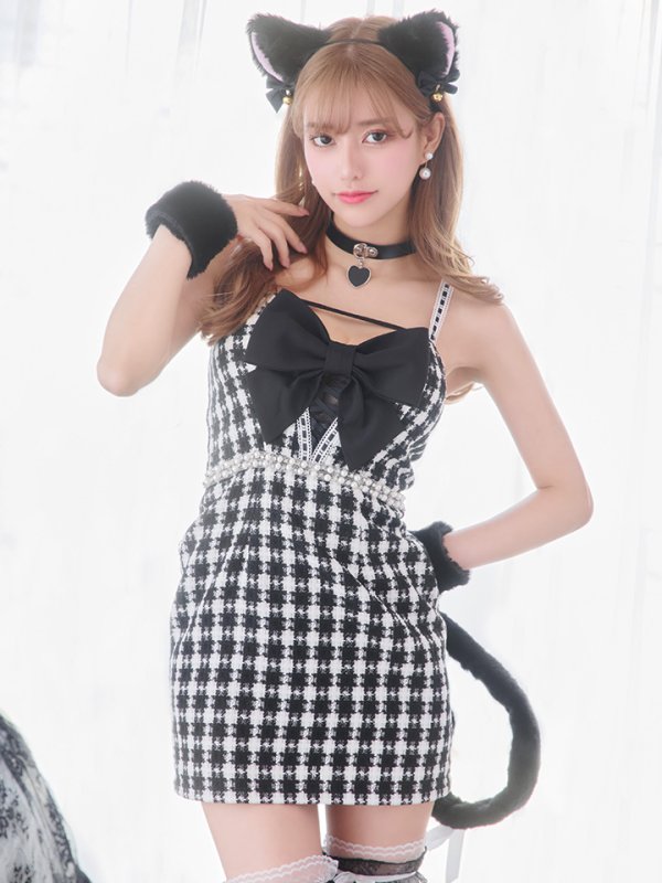 画像4: 【値下げ！】【即日発送】【ハロウィン】 ツイードキャットキャミ 【コスプレ5点セット】【S-Mサイズ/1カラー】[YMT] (4)