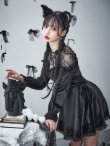 画像5: 【予約商品/9月中旬発送予定】【ハロウィン】ブラックキャットベロアワンピース 【コスプレ3点セット】[OF03] (5)