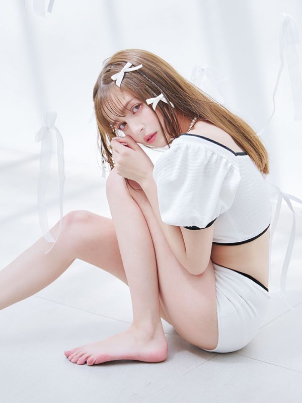 画像26: 【即日発送！】【ビキニ】韓国っぽパフスリパイピングビキニ 2点セット【水着】[YMT] (26)