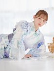 画像2: 【予約 / 4月下旬発送予定】シャーベット水彩紫陽花浴衣 OBI-g-500-kj-8-GY / HIMO-900-yn-3-GYxGD / HEKO-800-sb-5-W / YA-1016-kj-CL / GETA-01-kj-3-IV/ [y/OF01] (2)