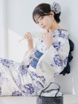 画像15: 【予約 / 5月中旬発送予定】牡丹流れる清流浴衣 OBI-siwa-204-wk-4-NV / HIMO-900-yn-1-B / / YA-953-kn-BL / GETA-01-kj-2-BL/ [/OF01] (15)