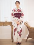 画像4: 【予約 / 5月下旬発送予定】紅色菊花柄浴衣 OBI-siwa-204-wk-15-WR / HIMO-900-yn-4-GYxGY / YA-1002-kj-R / GETA-02-ok-8-RoseP / [yo/OF01] (4)
