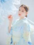 画像7: 【予約 / 5月中旬発送予定】ベビーブルー牡丹＆紫陽花浴衣 OBI-siwa-200-kj-13-OW / HIMO-906-yn-PEARL / HEKO-800-sb-5-W / YA-1079-kj-7-W / GETA-01-kj-4-MI / [y/OF01] (7)