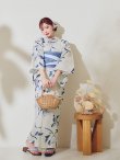 画像14: 水墨画百合柄浴衣 OBI-hira-100-ok-4-DusBL / HIMO-900-yn-5-IV  / HEKO-800-sb-8-DusBL / YA-73-kn-GY / GETA-01-kj-2-BL/ [YMT] (14)