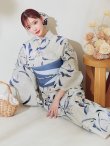 画像7: 水墨画百合柄浴衣 OBI-hira-100-ok-4-DusBL / HIMO-900-yn-5-IV  / HEKO-800-sb-8-DusBL / YA-73-kn-GY / GETA-01-kj-2-BL/ [YMT] (7)