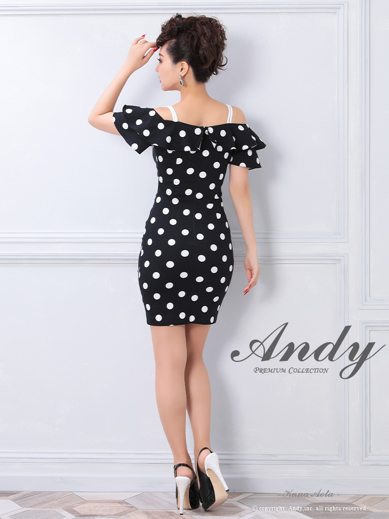 ☆人気の為再入荷☆【ANDY】ドット/ フリルデザイン/ オフショルダー