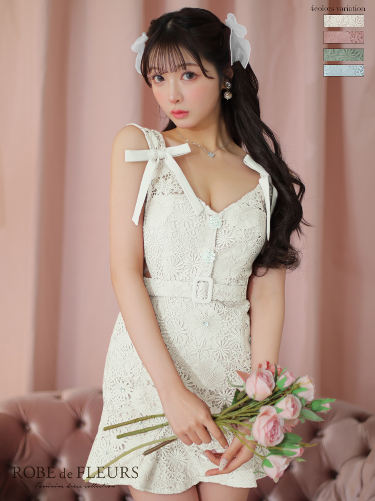 ローブドフルール　ROBE de FLEURS　ドレス　ワンピ　ホワイト　ミニ定価¥26000程