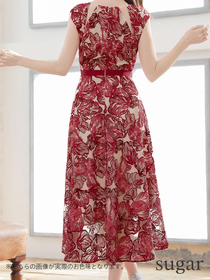 ケミカルフラワー刺繍ワンピース ドレス