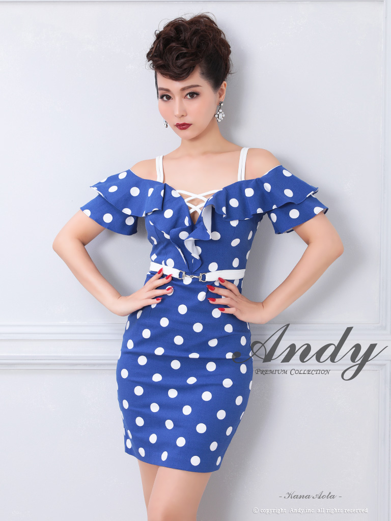 ☆人気の為再入荷☆【ANDY】ドット/ フリルデザイン/ オフショルダー